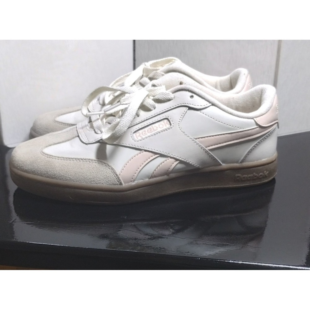 Reebok‎ Club MEMT Womens White Pink Gum Sole Tennis Sneakers Size 8.5